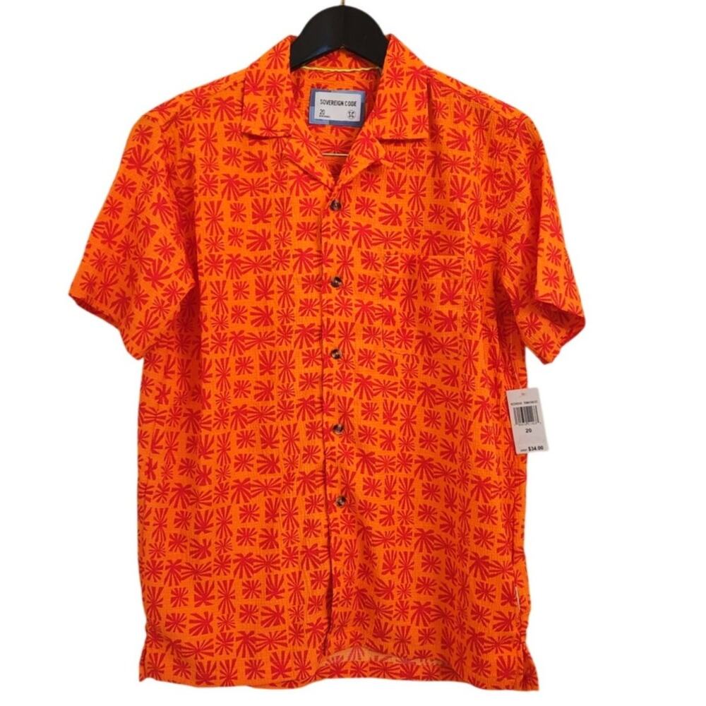 NWT Boys Printed Seersucker Short-Sleeve Button-Down Shirt Surfer Vacation 20